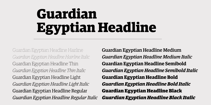 slab serif egyptian typeface